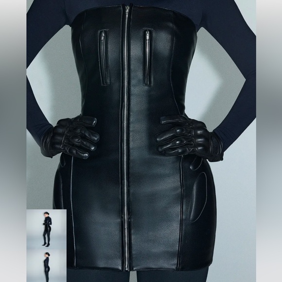 Khy black faux leathered mini dress. - Picture 11 of 14